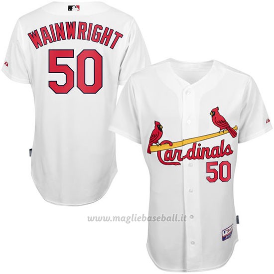 Maglia Baseball Uomo St. Louis Cardinals Adam Wainwright Bianco Giocatore Autentico